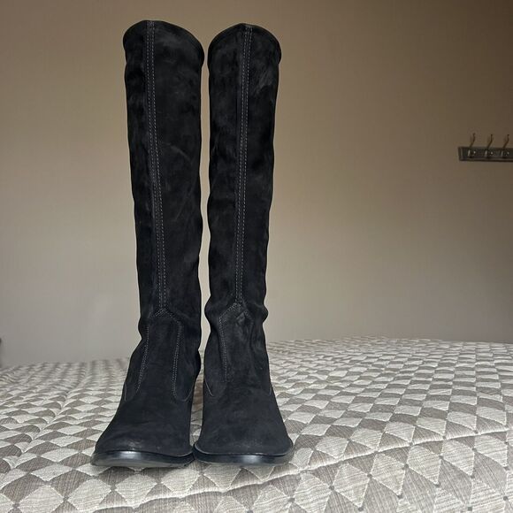 Peter Kaiser Black Suede Stretch Heeled Tall Pull On Boots UK 6.5 US 9 - Picture 7 of 16